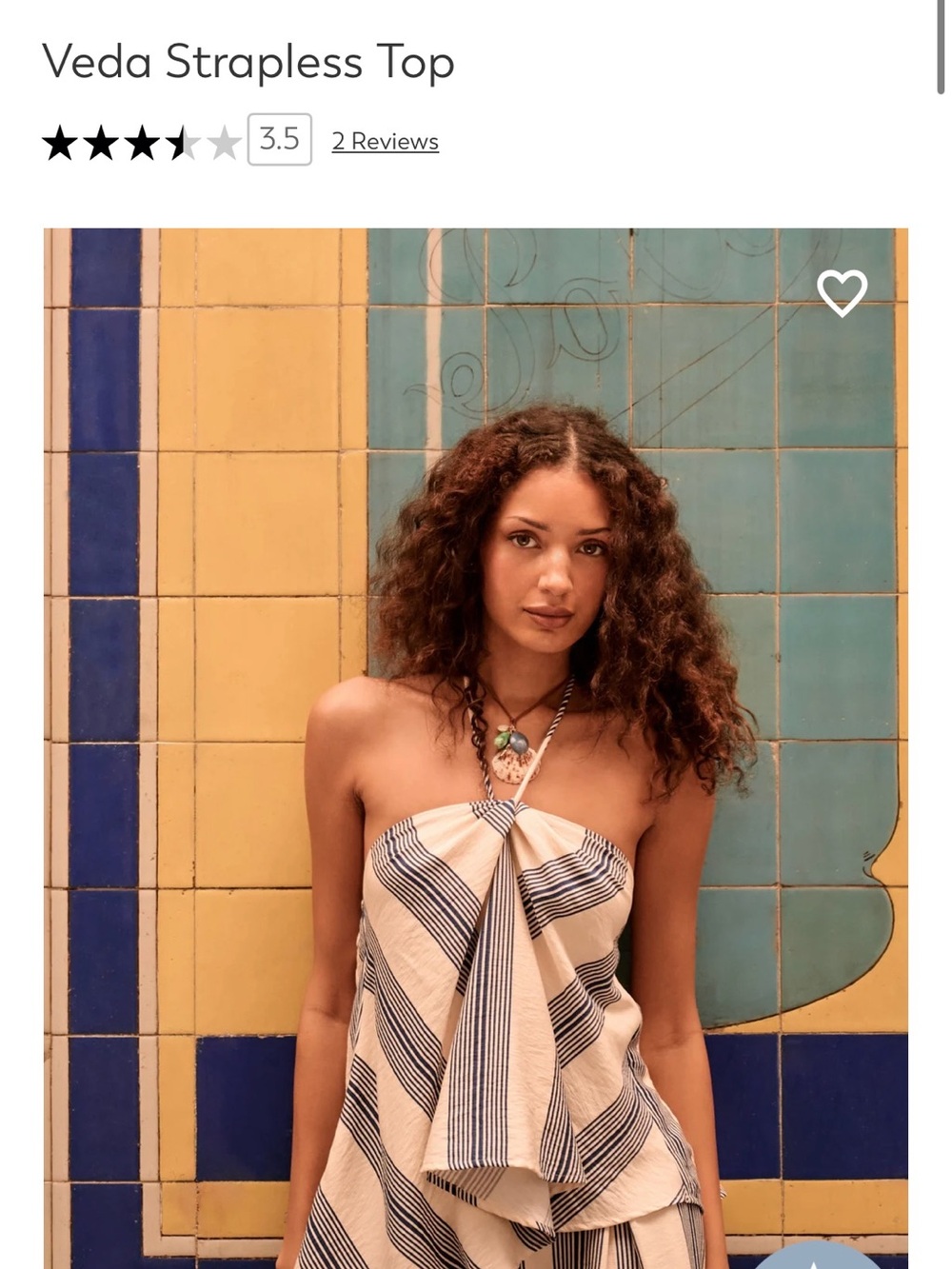 Altar'd State Beige and Navy Stripe Strapless Veda Top